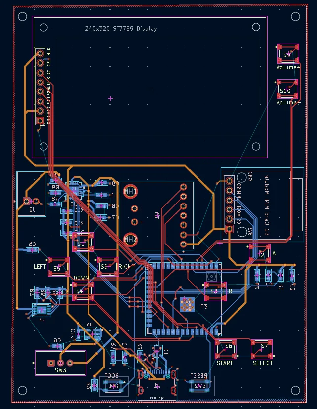 4-layer PCB layout — top copper and routing